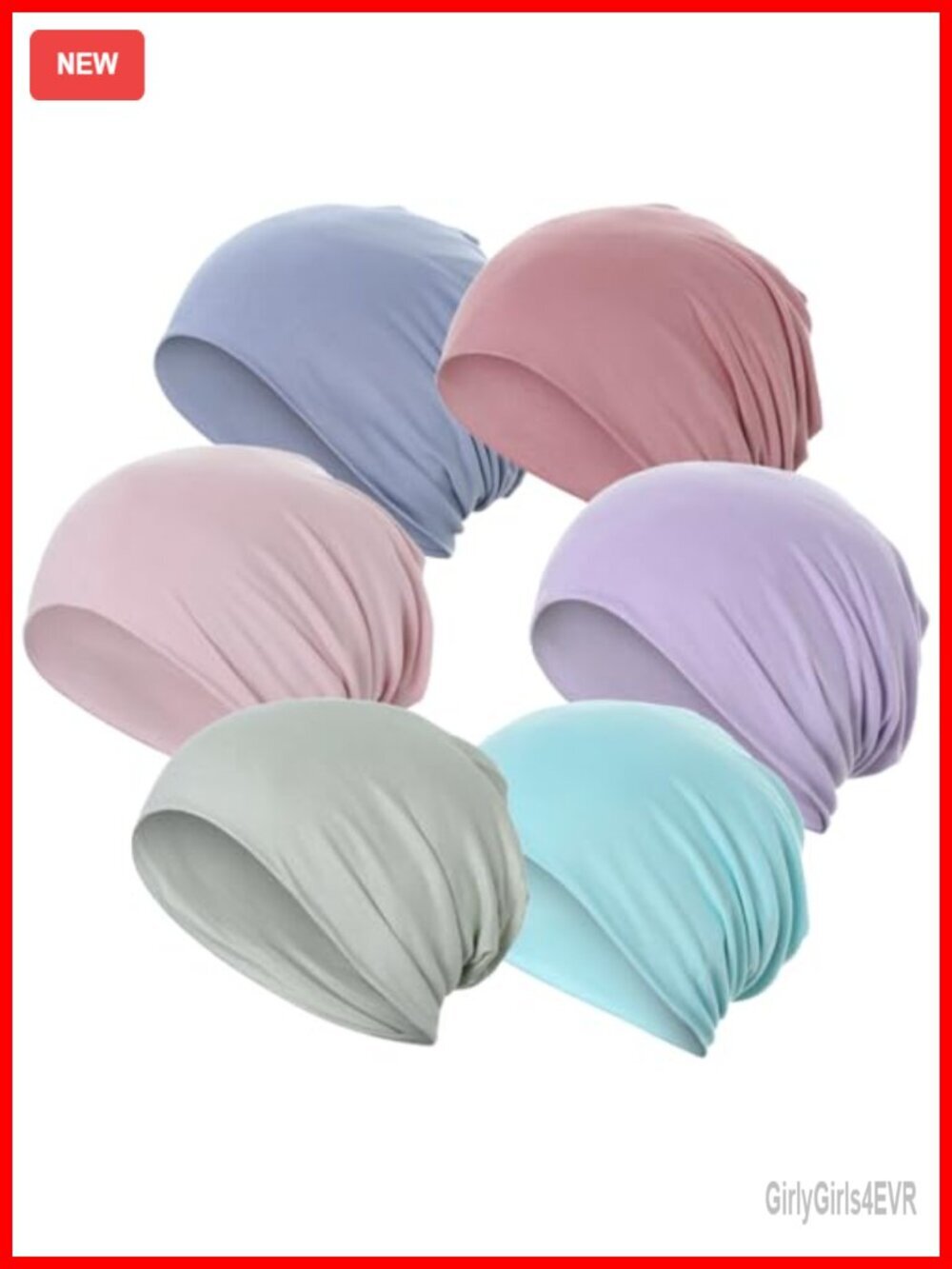 6pk Cotton Slouchy Beanie Soft Sleep Caps Chemo Headwear Skull Cap Hats